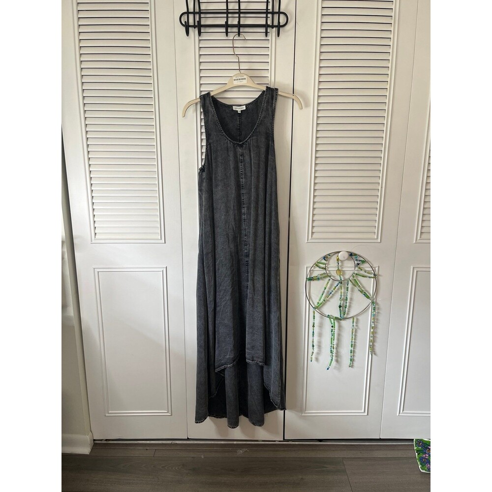 Women's Acid Wash High-Low Maxi Dress